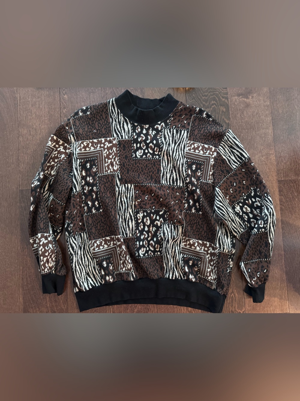 Brown Animal Patchwork Inspired Sweater